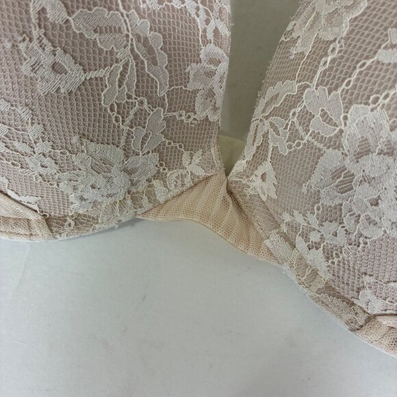 Victoria’s Secret Dream Angels Push-up Bra Beige Ivory Lace Sz 34DD - Picture 3 of 8